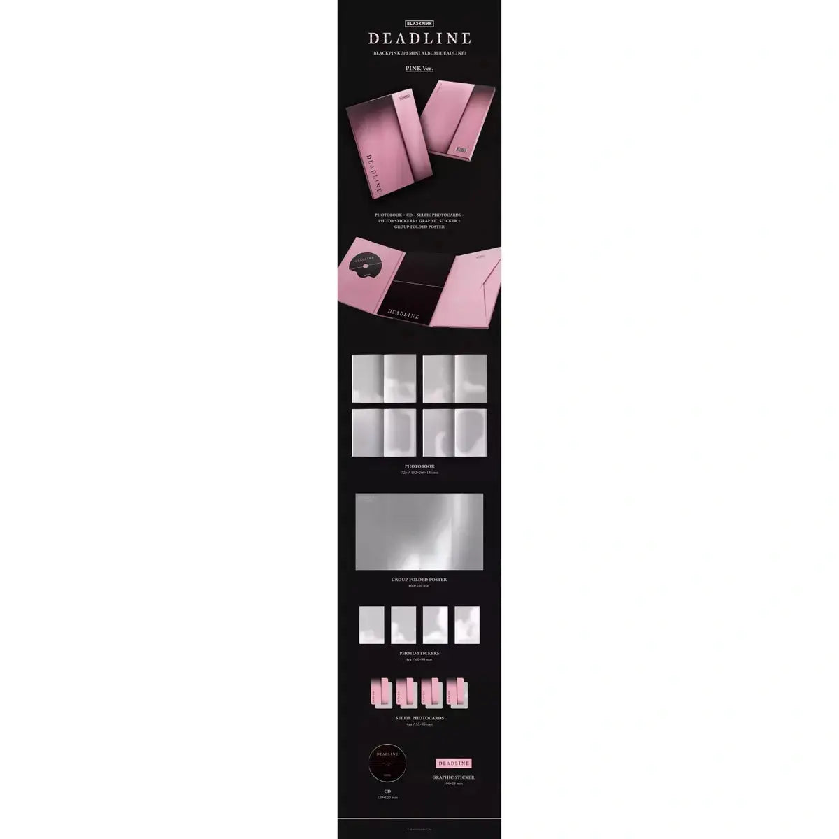 Contenu album BLACKPINK DEADLINE Pink Ver photobook photocards stickers poster