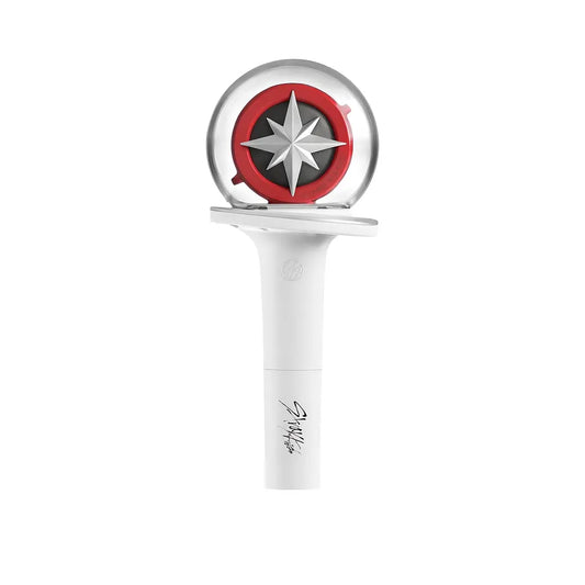 Lightstick Stray Kids V2 seul sur fond blanc avec ombrage léger – design blanc et rouge emblématique, article K-pop authentique