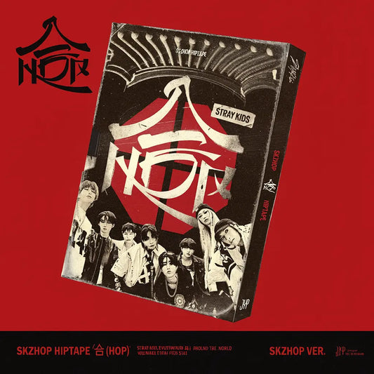 Coffret Stray Kids SKZ HOP Ver. officiel – Edition K-pop 2025 avec design rouge et noir, importé de Corée du Sud