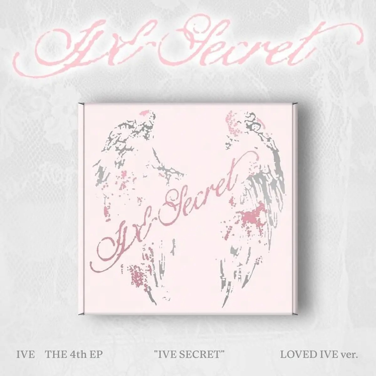 Album K-pop IVE SECRET LOVED IVE Ver. – Coffret rose avec design ailes et logo IVE