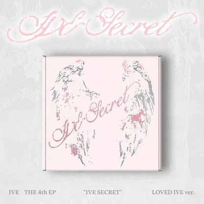 Album K-pop IVE SECRET LOVED IVE Ver. – Coffret rose avec design ailes et logo IVE