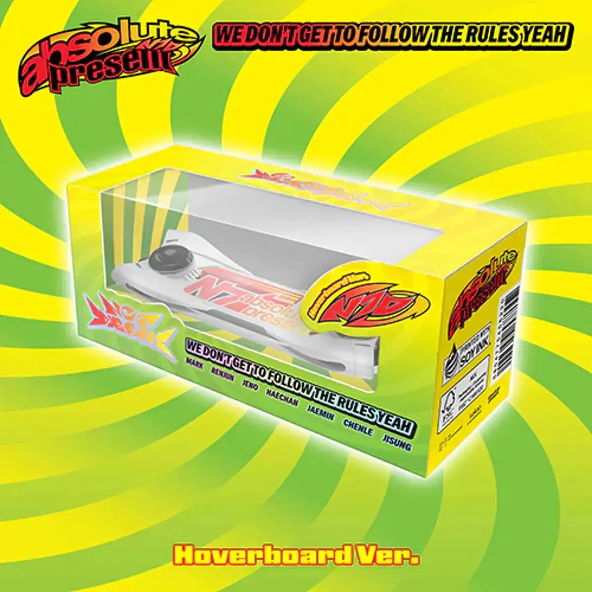 Visuel officiel NCT DREAM Go Back To The Future Hoverboard Ver – packaging avec hoverboard keyring et design K-pop futuriste