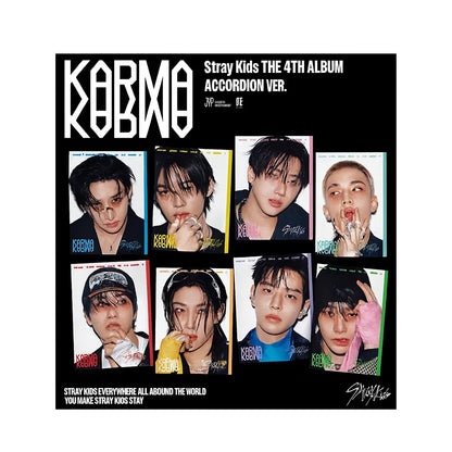 Contenu complet du Stray Kids 4th Album KARMA Accordion Ver. avec visuels des membres, CD, photobook, photocards et goodies – Import K-pop Corée, disponible en France