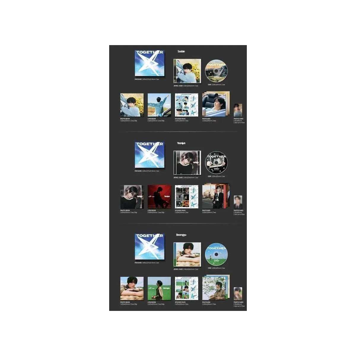 Composants des versions Taehyun et Hueningkai – tomorrow x together album The Star Chapter: Together Solo Track Lightstick Officiel